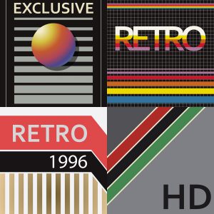 Set of vhs design covers. Retro style. Vector EPS10.