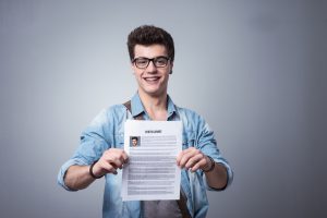 Young man with resume